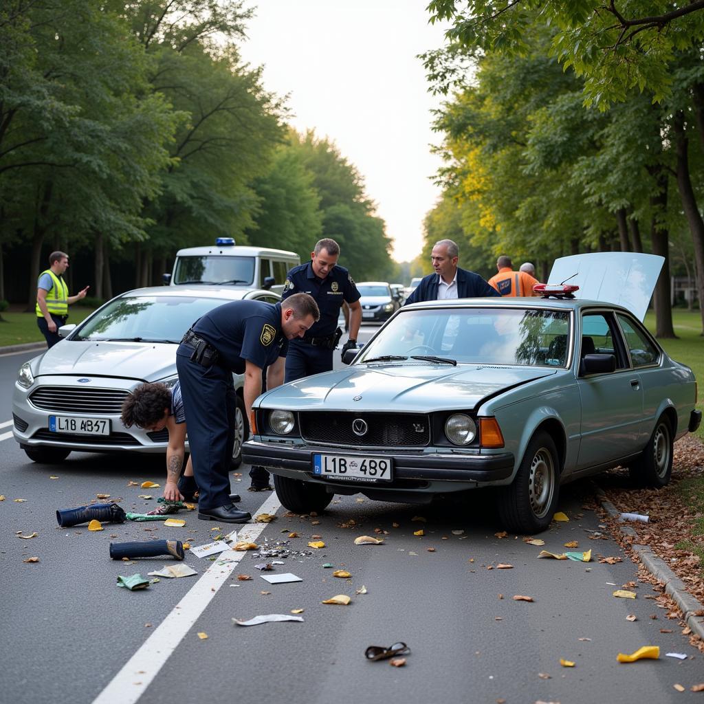 Aftermath of a Crash Car Scene