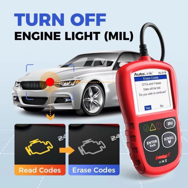 AL319 Automotive Code Reader OBD2 Scanner Car Check Engine Fault Diagnostic Tool