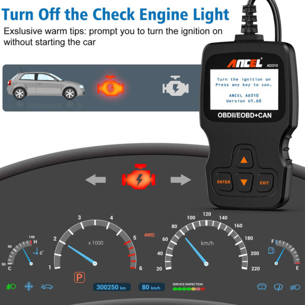 ANCEL AD310 BT OBD2 Code Reader Bluetooth Scanner Check Engine Diagnostic Tool - Image 2