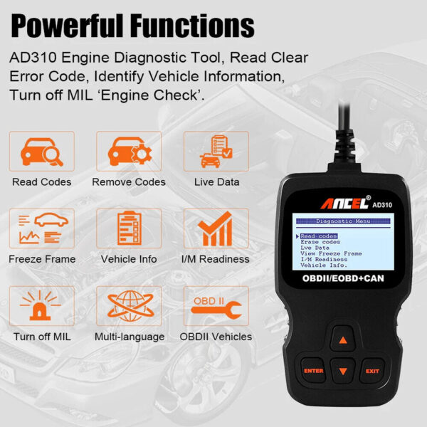 ANCEL AD310 BT OBD2 Code Reader Bluetooth Scanner Check Engine Diagnostic Tool - Image 3