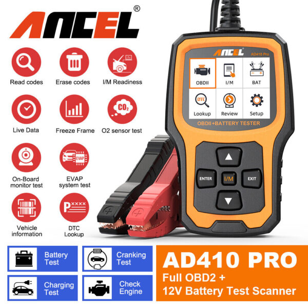 ANCEL AD410 PRO Car OBD2 Scanner Engine Diagnostic Tool with Battery Health Test - Image 3