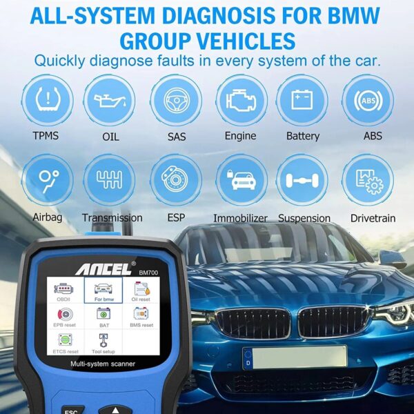 Ancel Fit for BMW Battery Registration OBD2 Scanner Diagnostic Tool Code Reader - Image 2