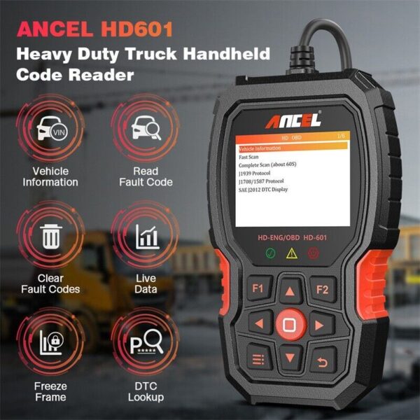 ANCEL HD601 Diesel Heavy Duty Truck Scanner OBD2 Code Reader OBD Diagnostic Tool - Image 2