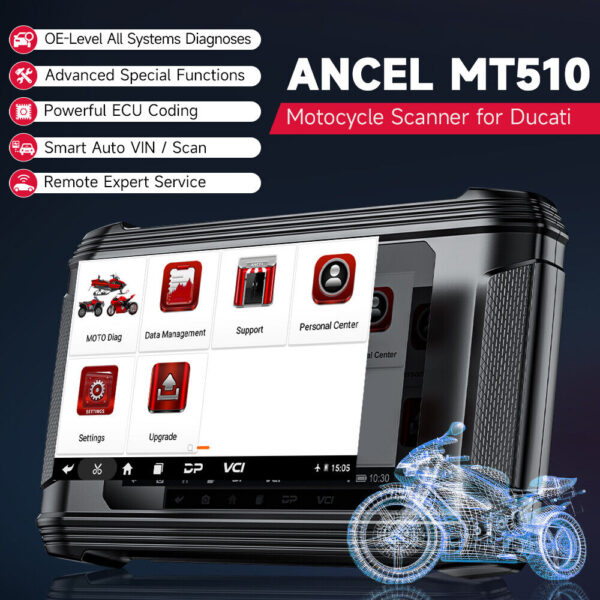 ANCEL MT510 Fit For Ducati Motorcycles Scanner OBD2 Diagnostic Tool All System - Image 2