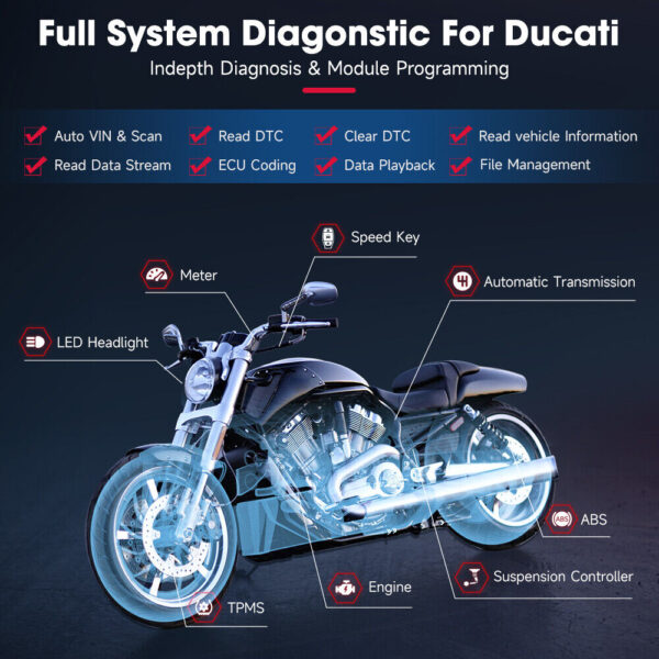 ANCEL MT510 Fit For Ducati Motorcycles Scanner OBD2 Diagnostic Tool All System - Image 6