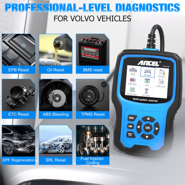 ANCEL VOD700 All System OBD2 Scanner Fit For VOLVO Oil ABS EPB Diagnostic - Image 3