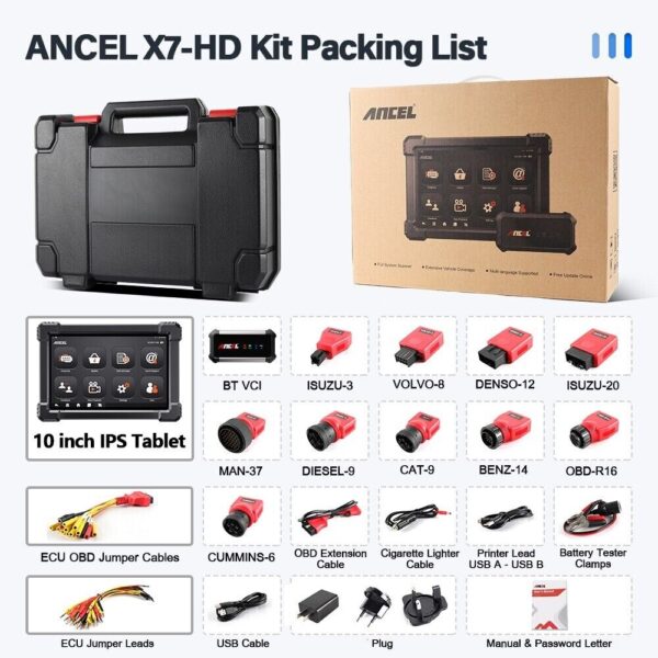 ANCEL X7 Professional 24V Heavy Duty Truck Diagnostic Tool 24V Car OBD 2 Scanner - Image 6