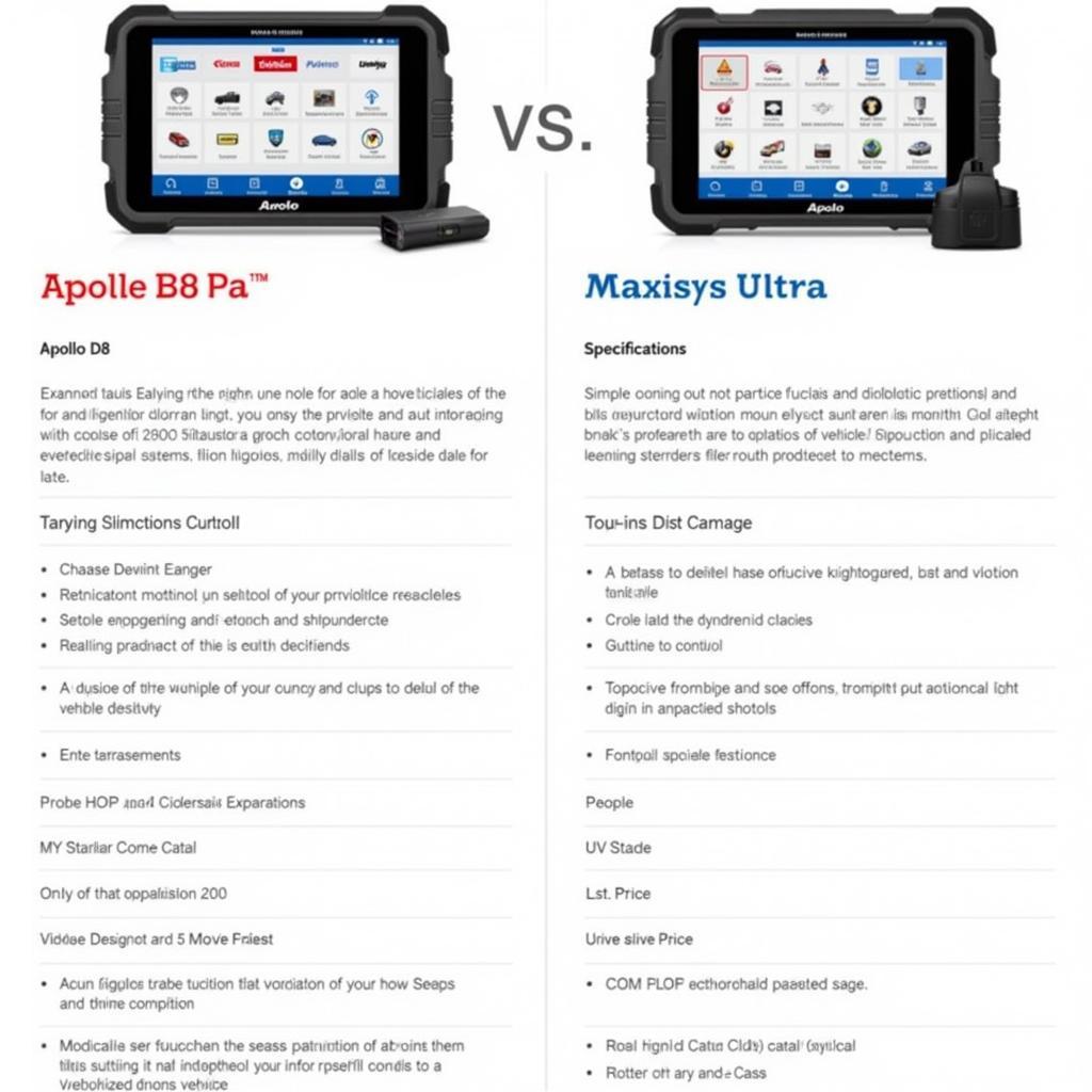 Apollo D8 vs. Autel Comparison Chart