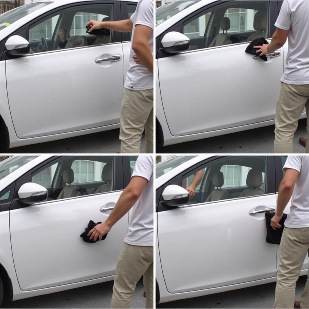 Applying Rubbing Compound to a Car Scratch