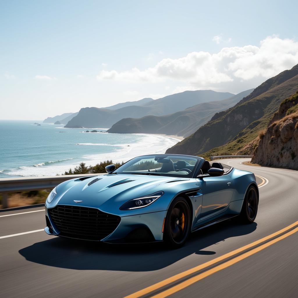 Aston Martin DBS Superleggera on a scenic road