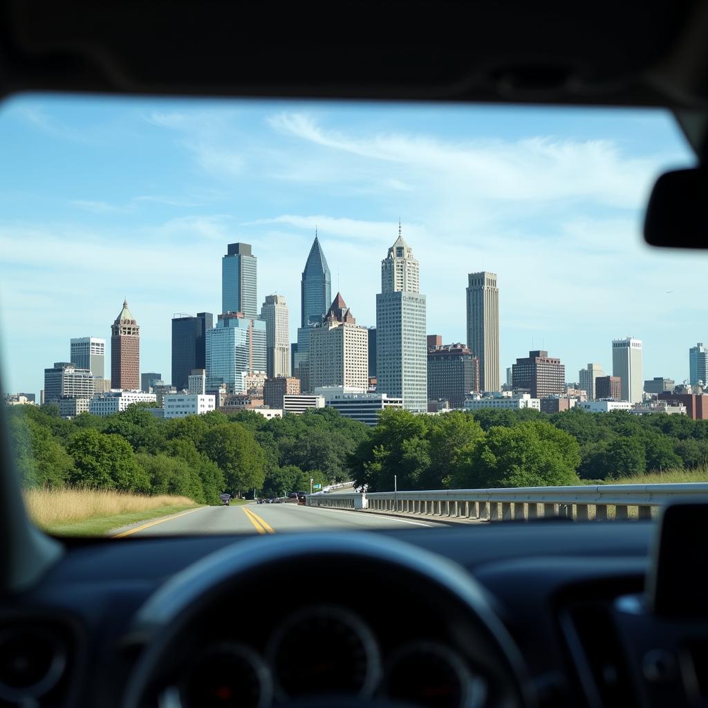 Atlanta Skyline from a Car