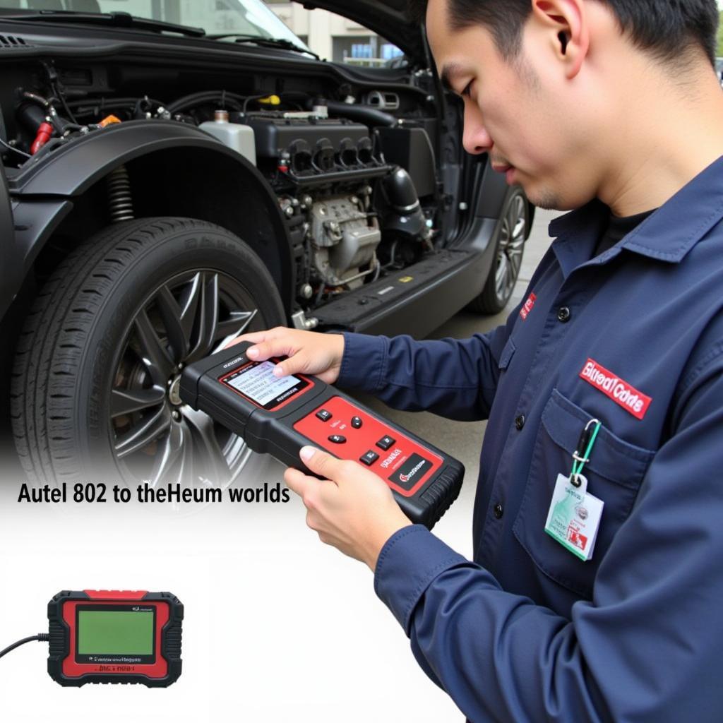 Technician Using Autel 802 DIY to Check Car Systems