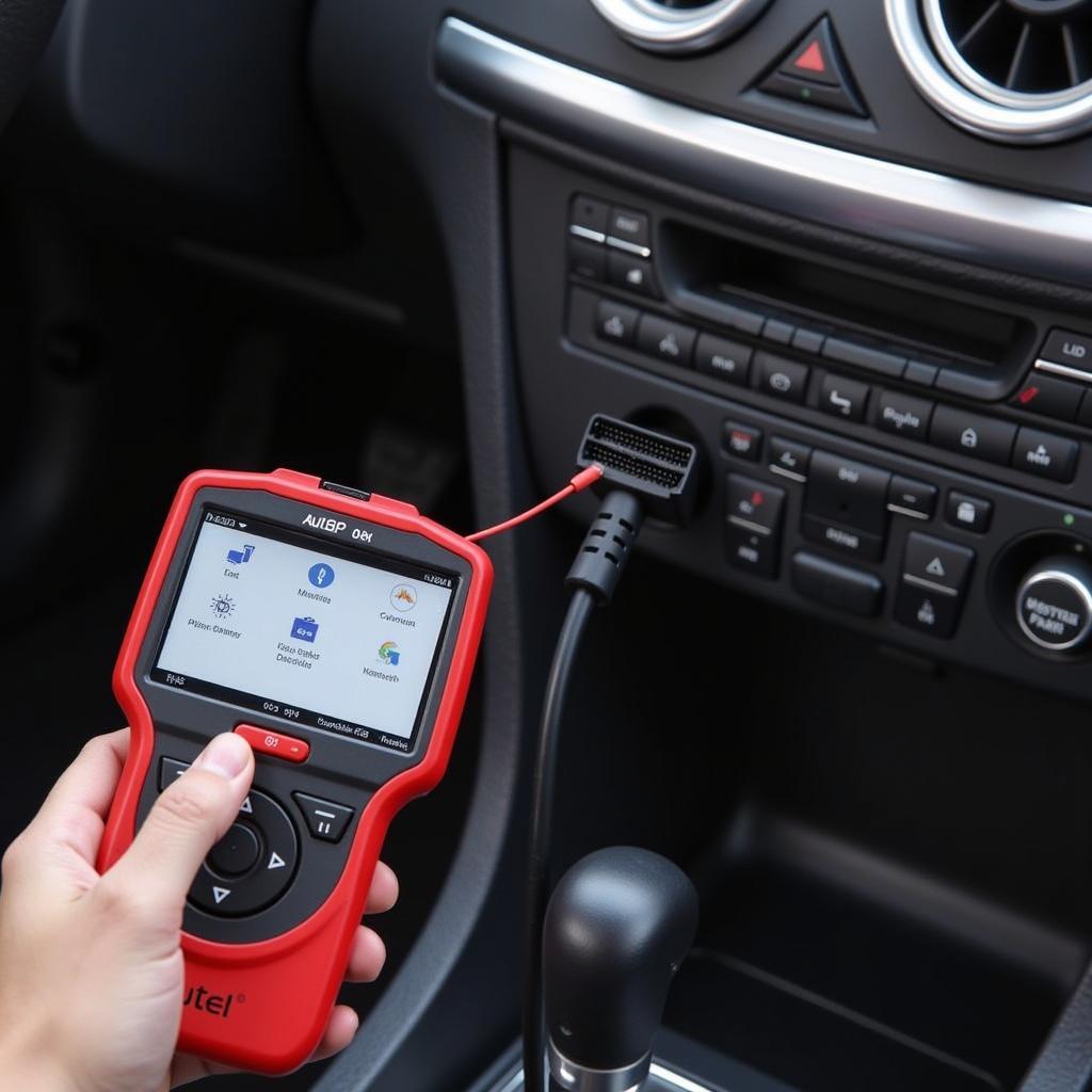 Autel 808P Connected to OBD-II Port