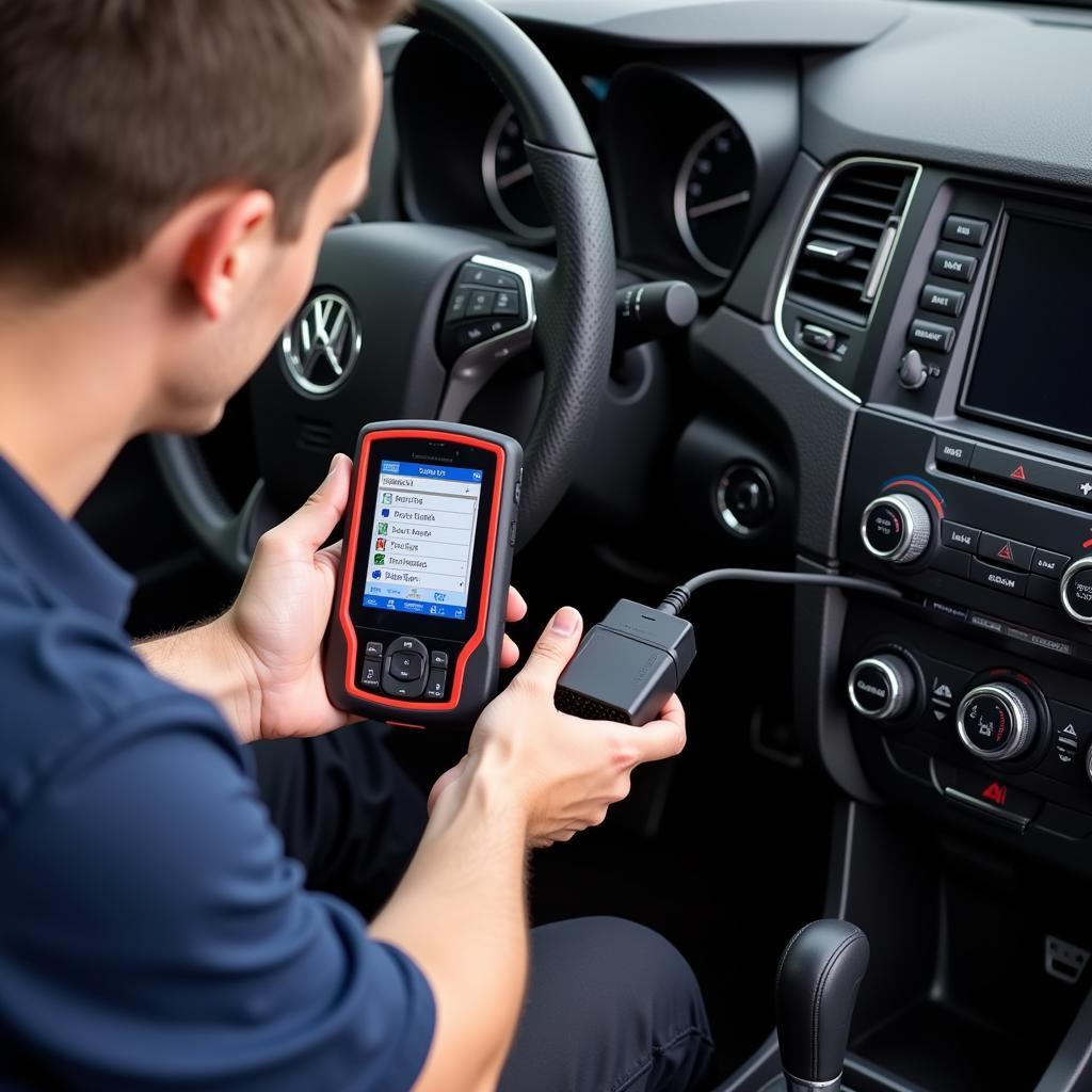 Autel 905 performing diagnostics on a car