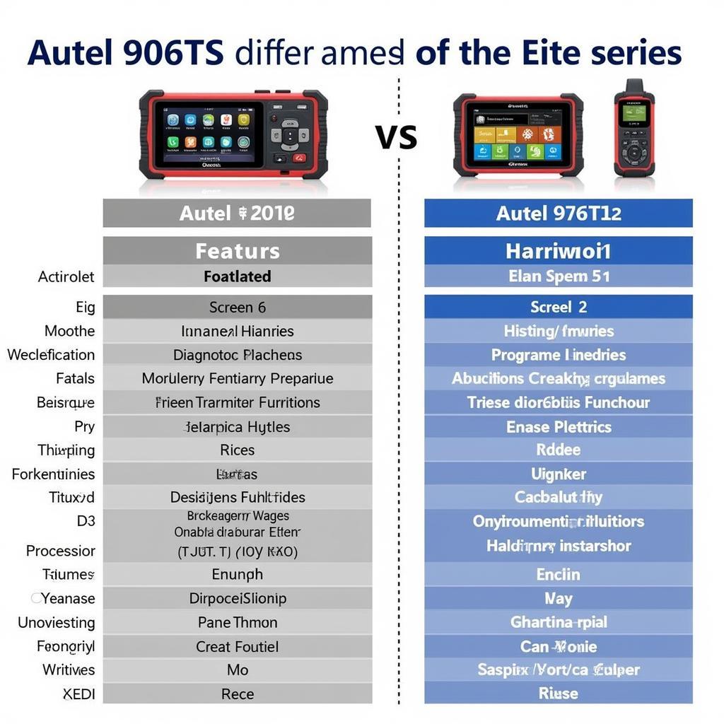 Autel 906TS vs. Elite Comparison Chart