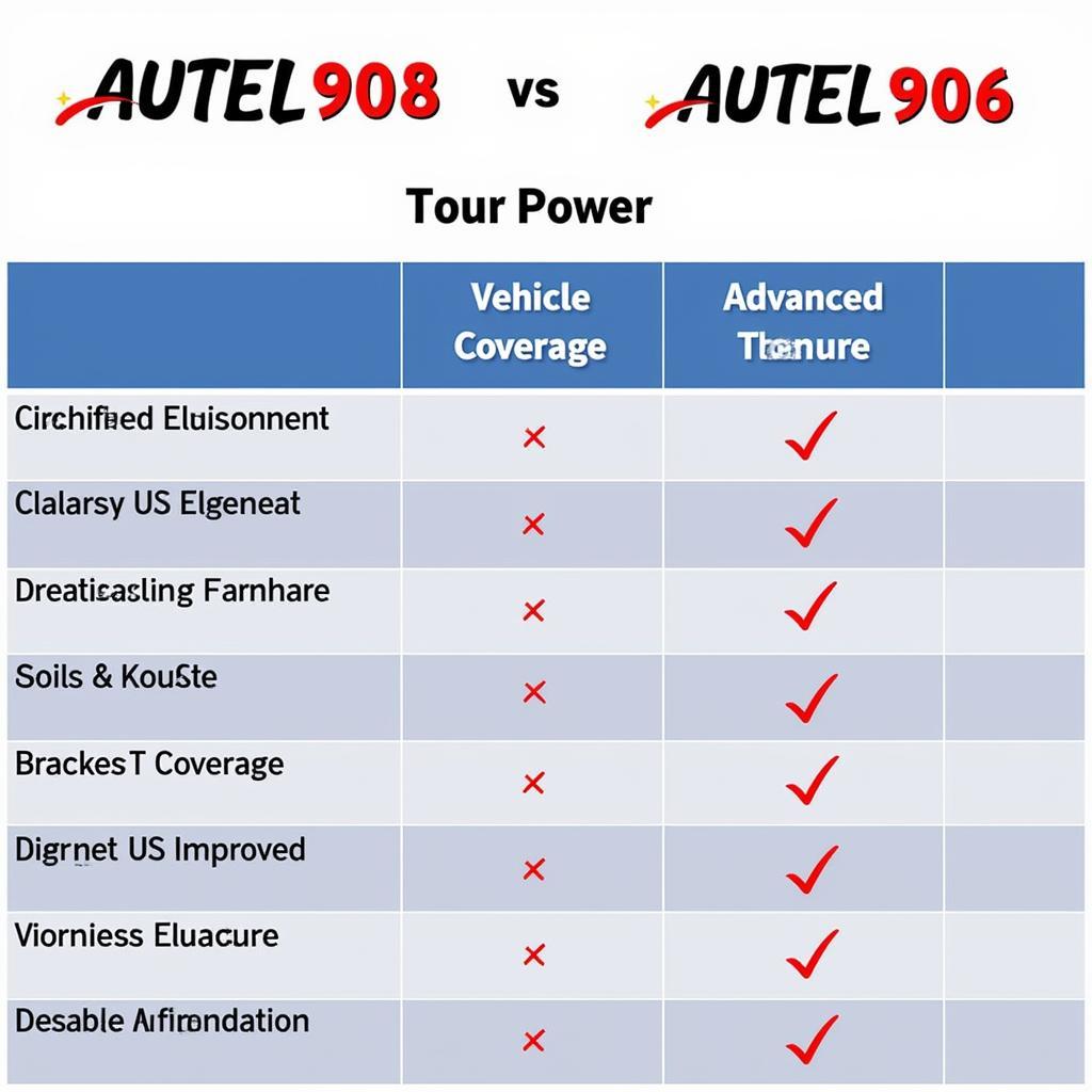 Autel 908 and 906 Feature Comparison Chart