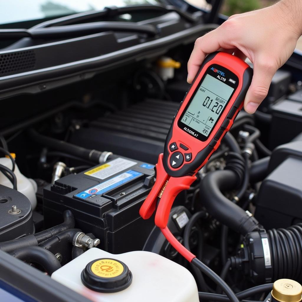 Autel AL319 Battery Tester in Use