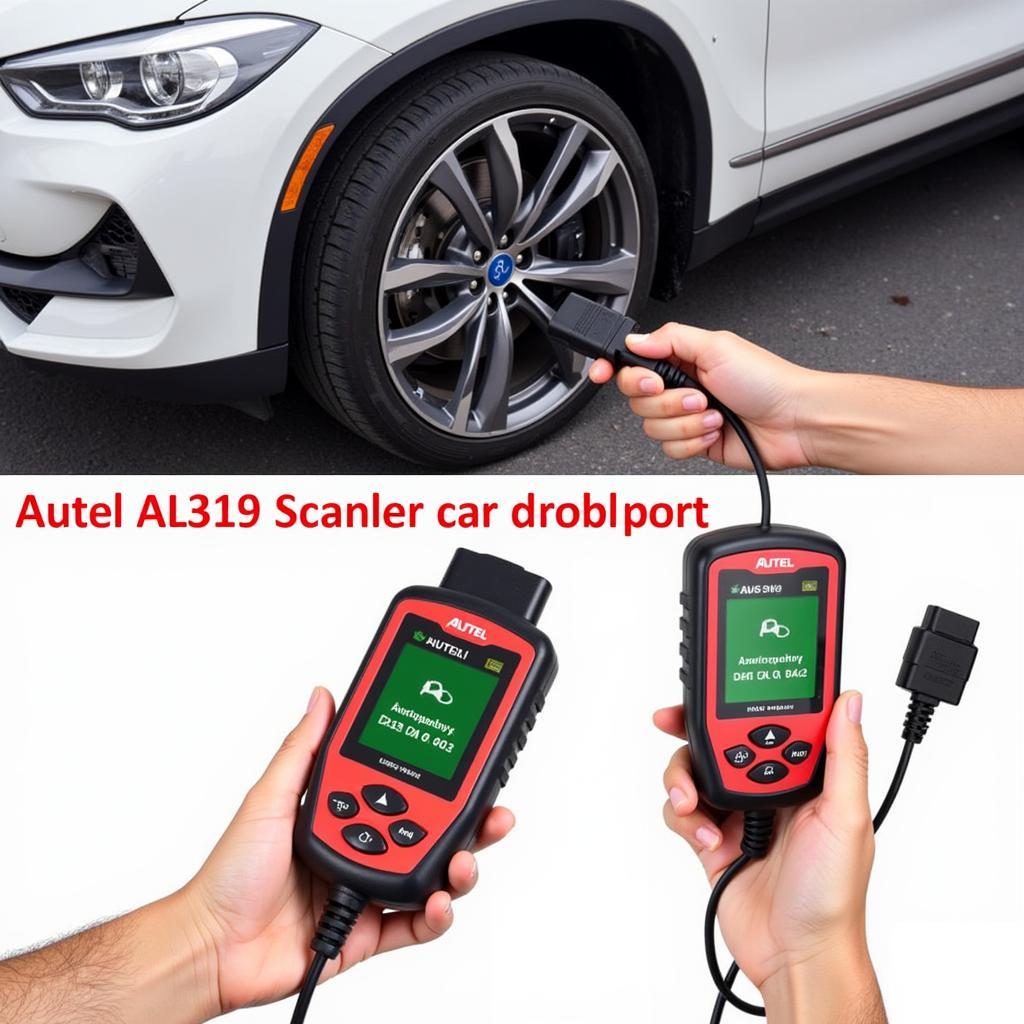 Autel AL319 OBD2 Scanner Connected to Car OBDII Port