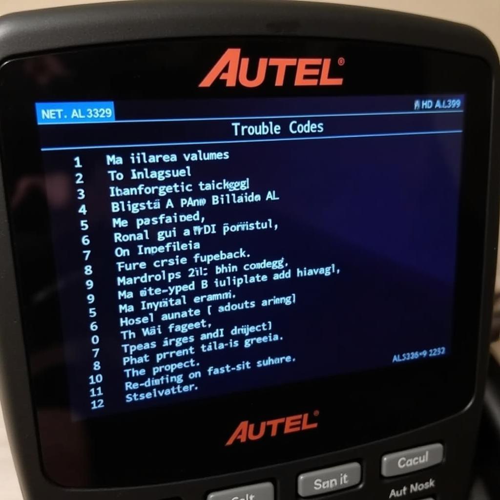 Autel AL329 Code Reader displaying error codes on its screen