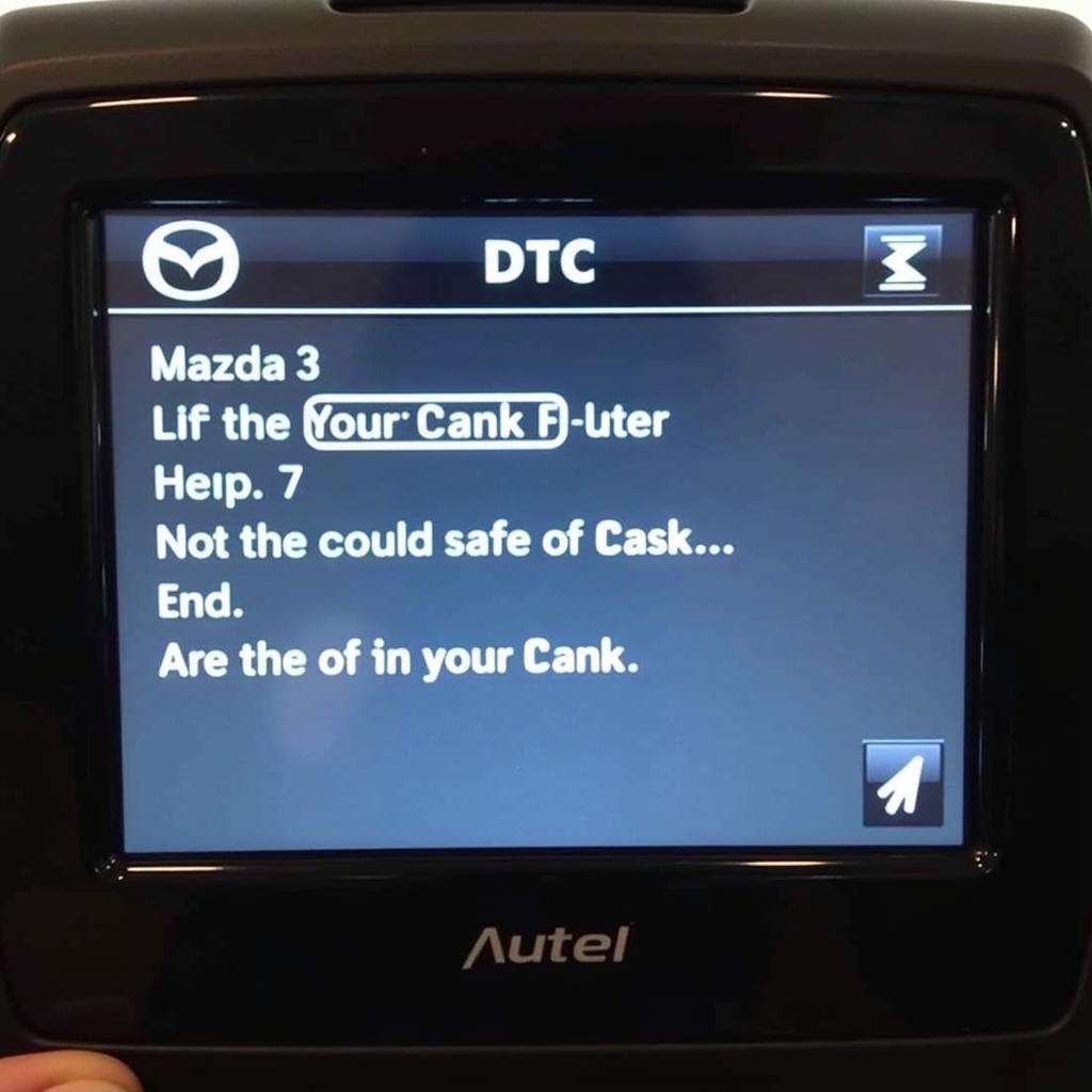 Autel AL619 displaying a Diagnostic Trouble Code from a Mazda3