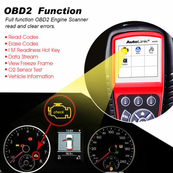 Autel AL619 OBD2 CAN ABS SRS Code Reader Scanner Auto Car Diagnostic Tool - Image 2