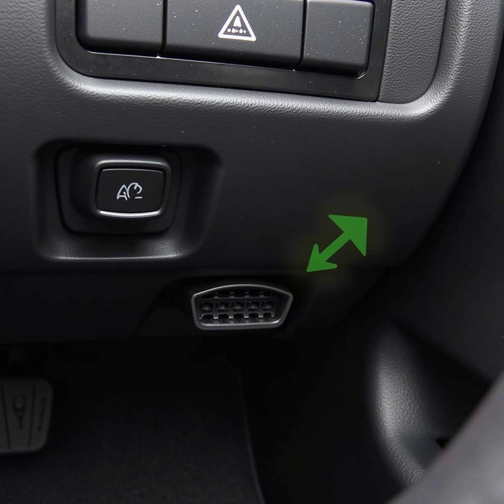 Location of the OBD2 port on a Mazda3