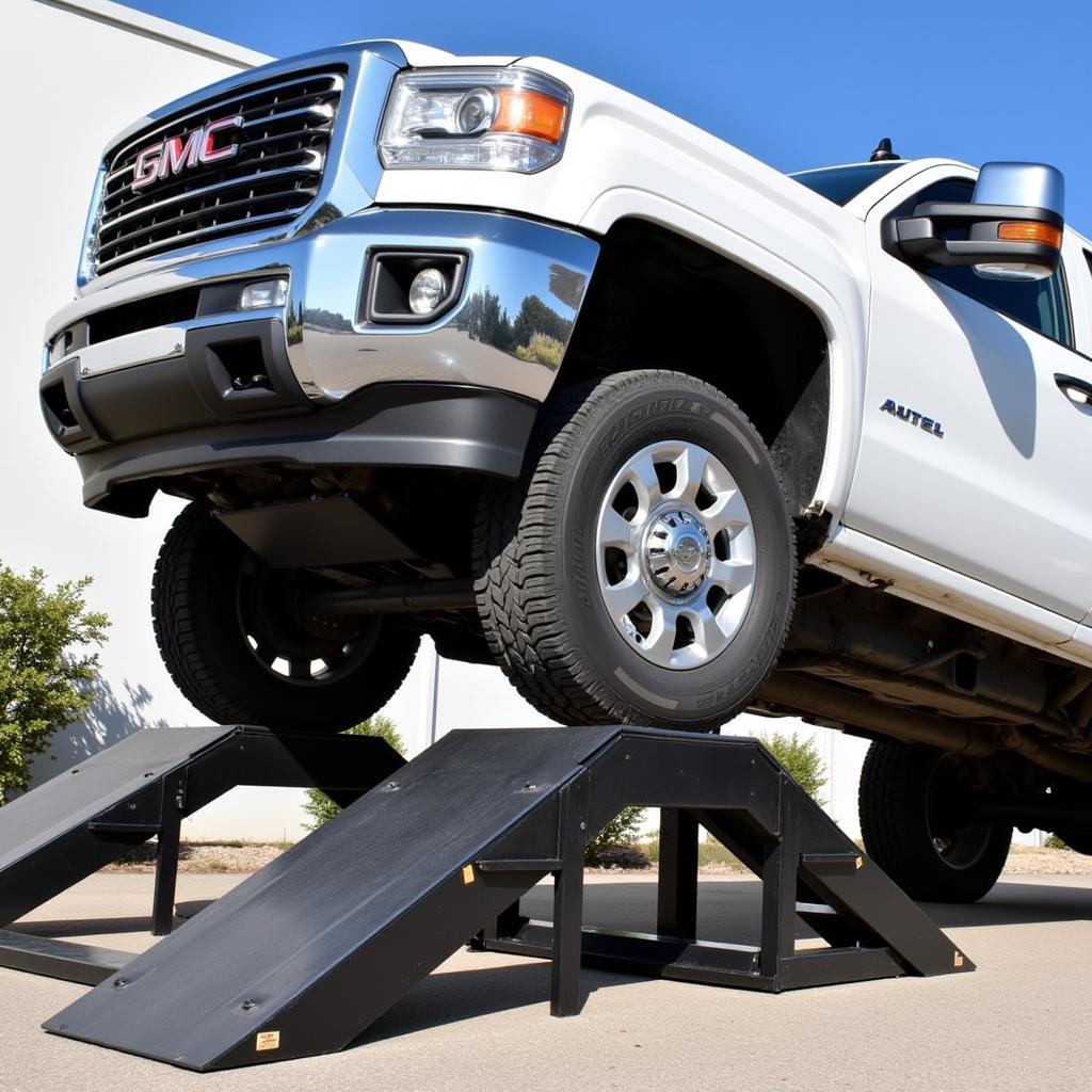 Autel Alignment Lift Performing Alignment on Truck