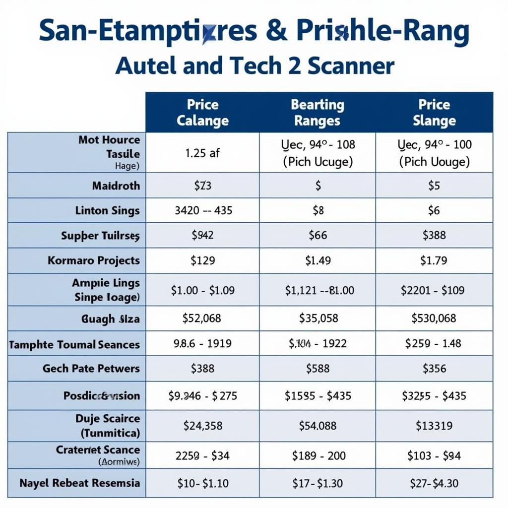 Autel and Tech 2 Scan Tool Price Comparison Chart