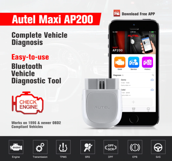 AUTEL AP200 Bluetooth OBD2 Android iPhone iPad Diagnostic Scanner Tool Fit HONDA - Image 2