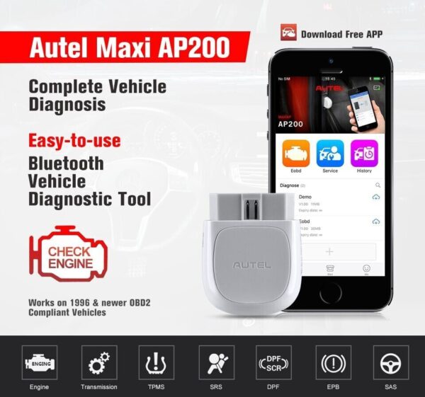 Autel AP200 Bluetooth OBD2 Scanner Code Reader Full Systems Car Diagnostic Tools - Image 4