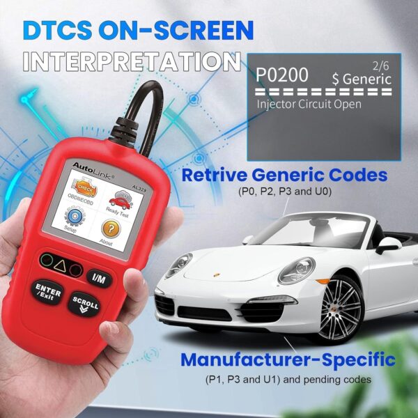 Autel Autolink AL329 OBD II Code Reader Scanner Diagnostic Tool OBD2 Scanner - Image 3