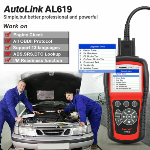 Autel Autolink AL619 OBD2 EU Diagnostic Tool Scanner Code Reader SRS ABS Airbag - Image 5