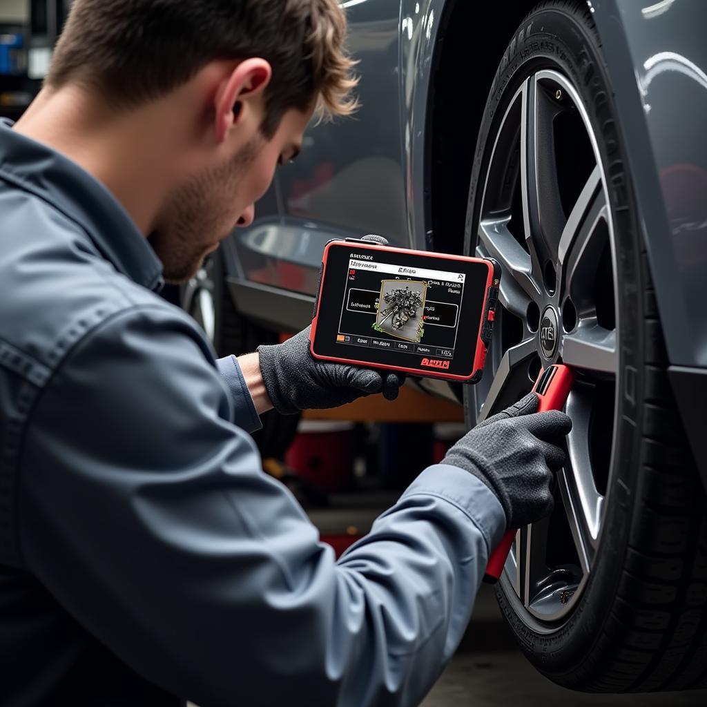 Mechanic Using Autel Bi-Directional Control