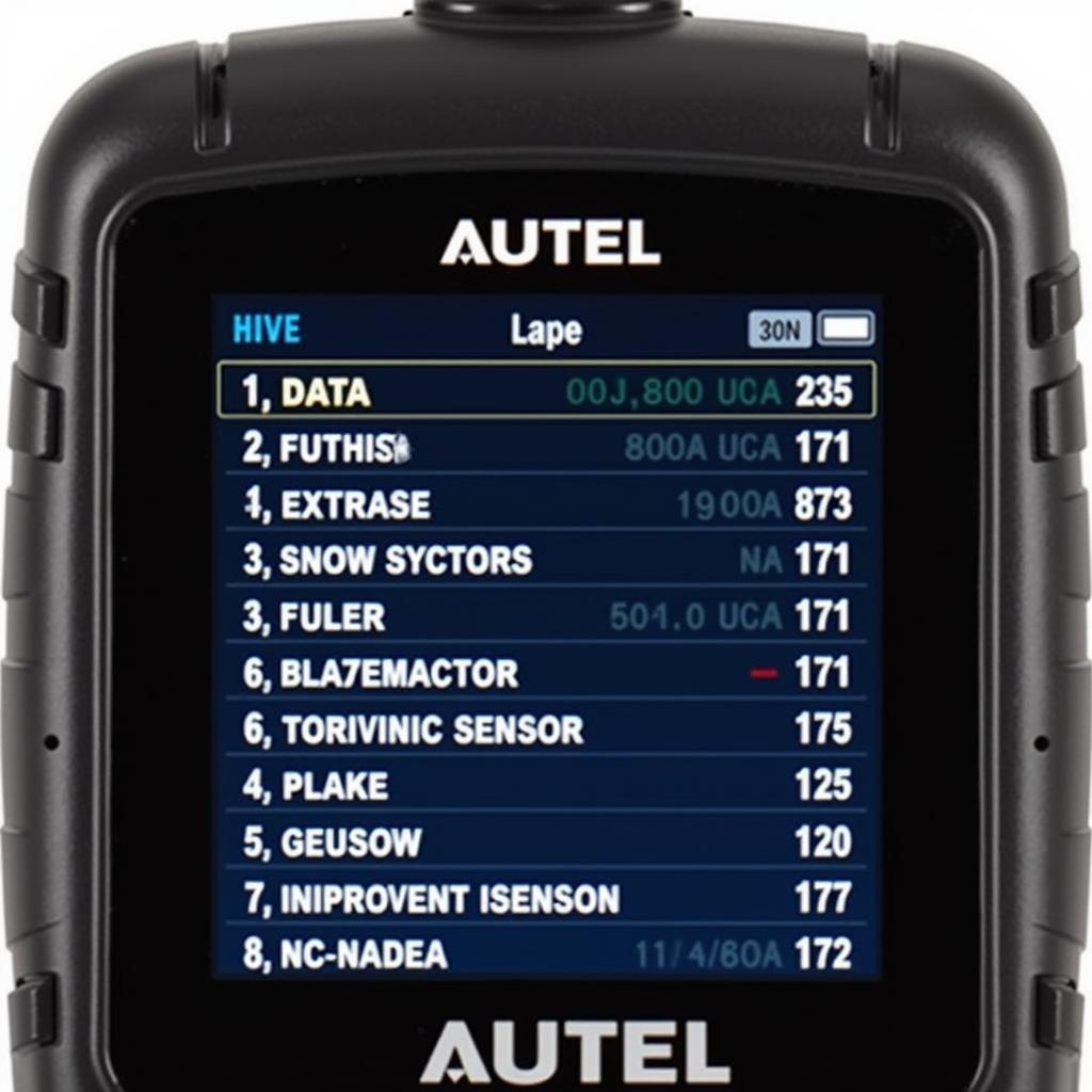 Autel Code Reader Displaying Live Data