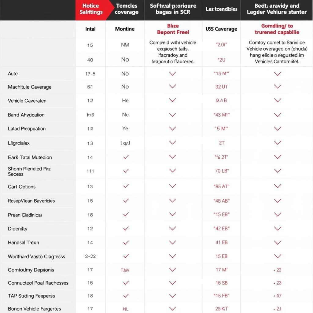 Autel Scanner Comparison Chart