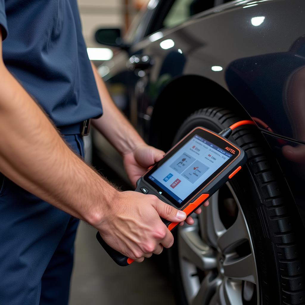 Autel Diagnostic Scanner Being Used on a Vehicle