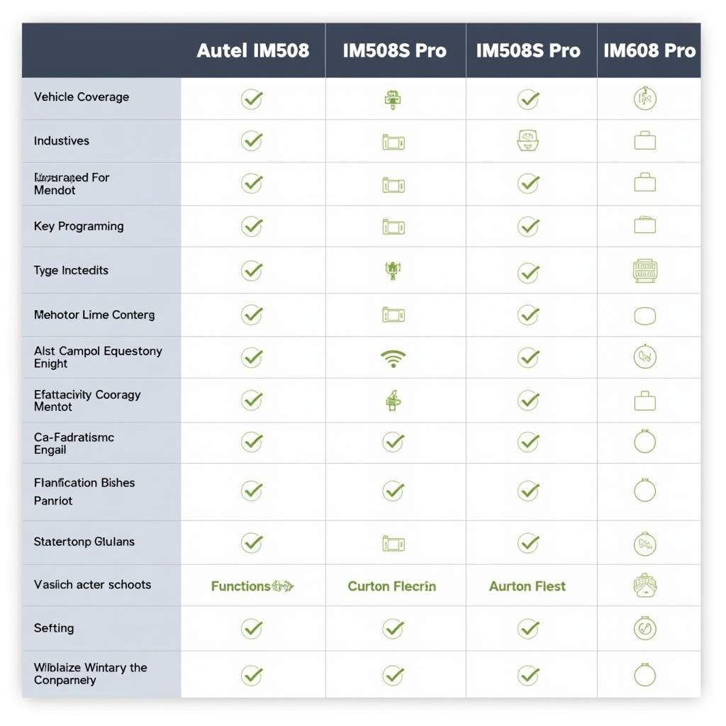 Autel Scanner Comparison Chart