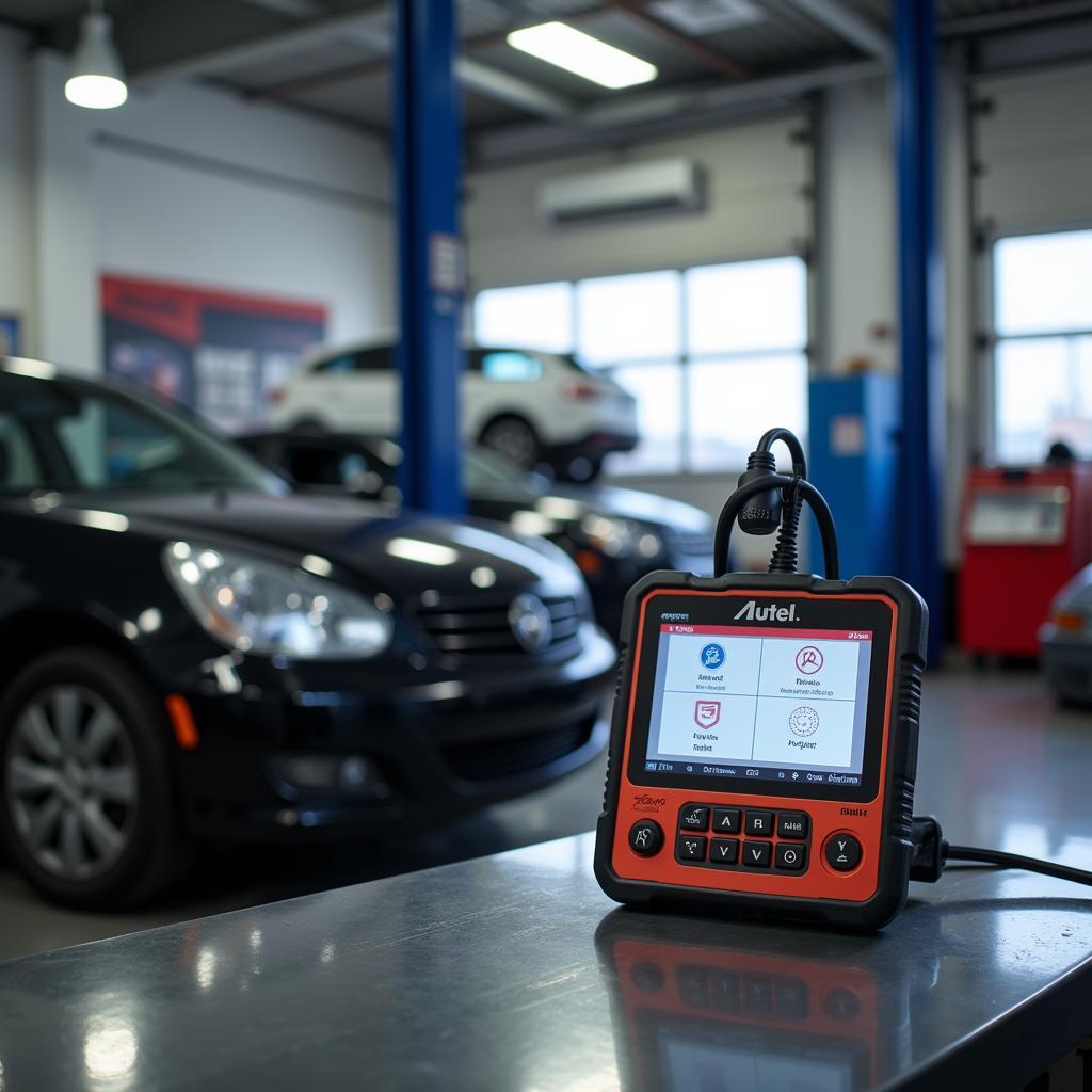 Autel Diagnostic Scanner in a Modern Auto Repair Shop