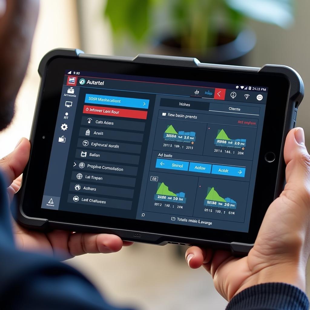 Autel diagnostic software displayed on a tablet