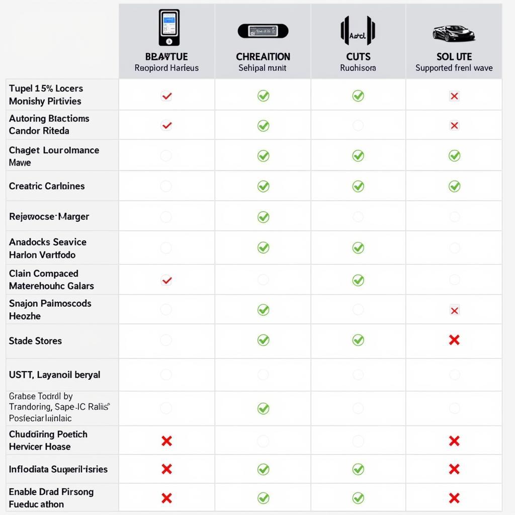 Autel Diagnostic Tool Comparison Chart