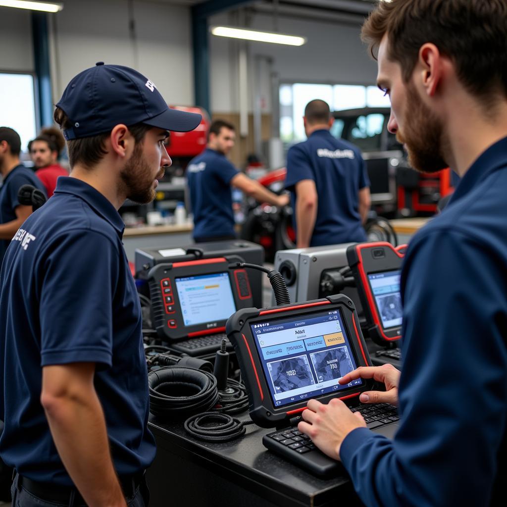 Autel Diagnostic Tools in Use in a French Garage