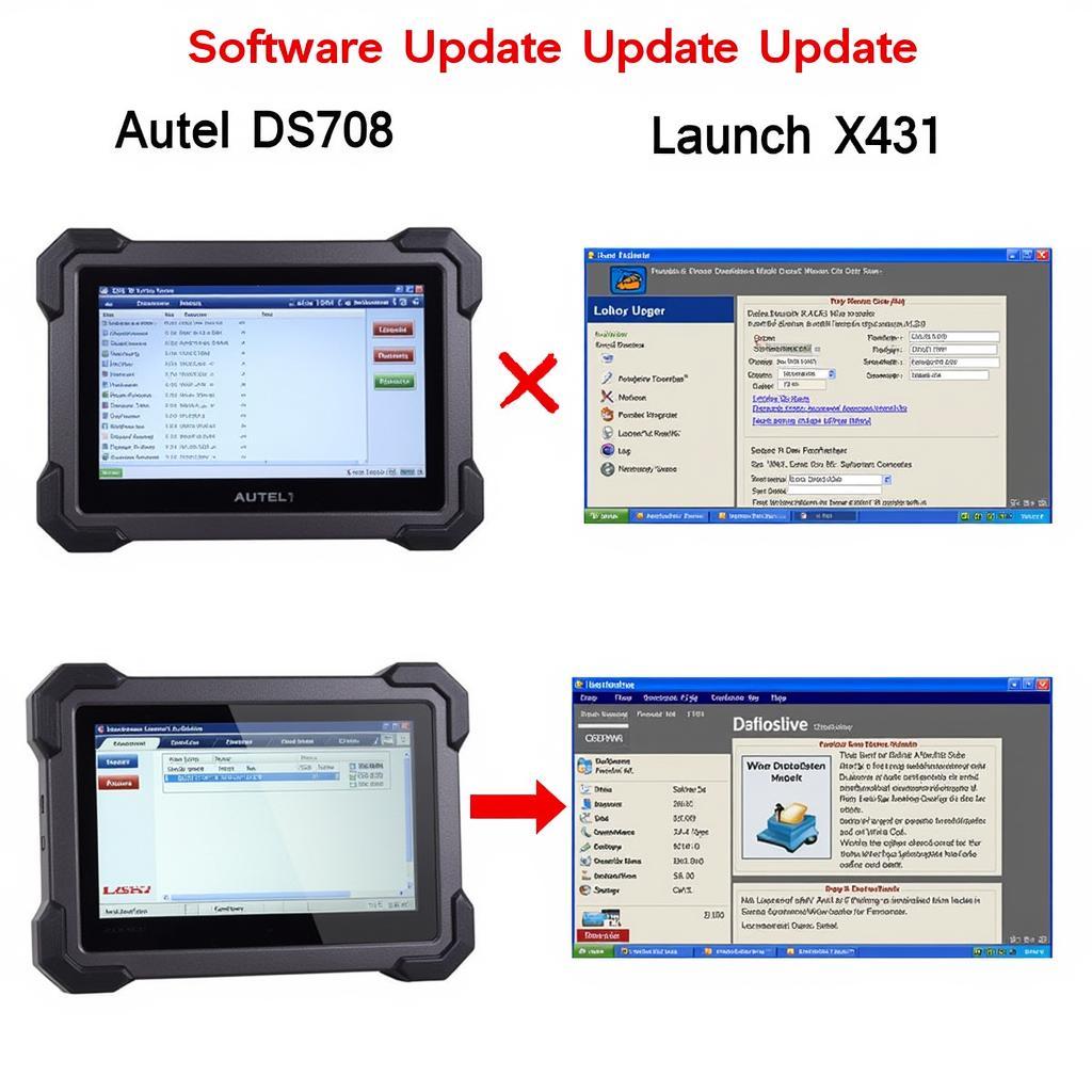 Autel DS708 and Launch X431 Software Update Screens