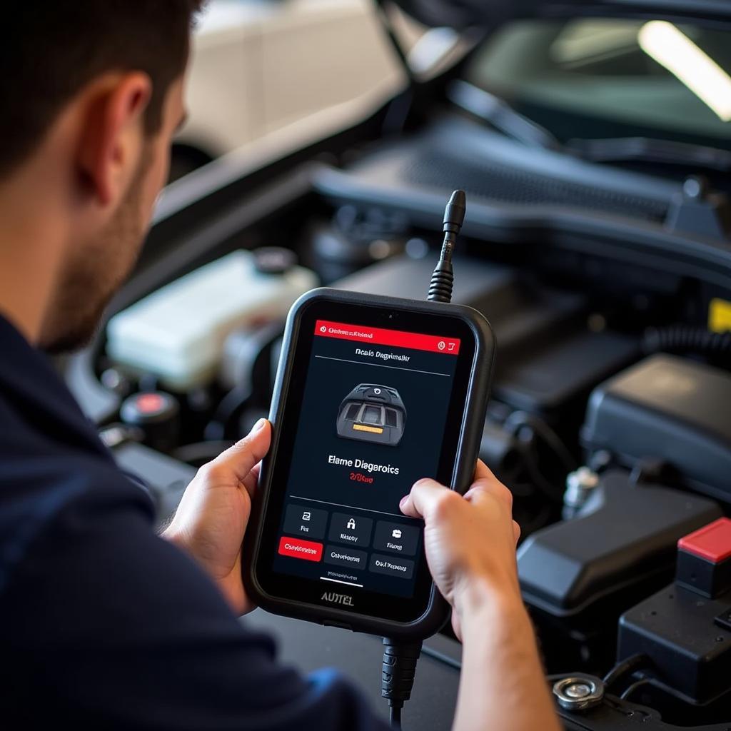 Autel DS708 Performing Diagnostics on a Car