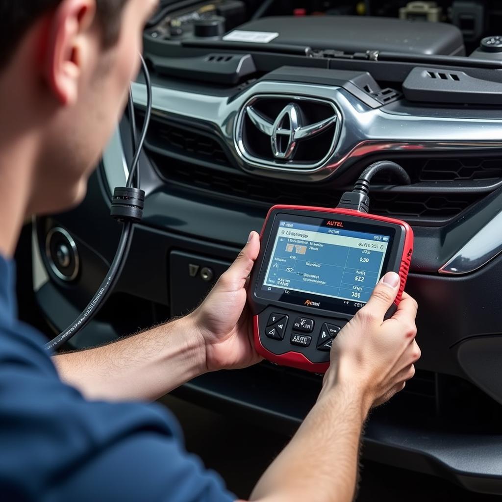 Autel DS708 Performing Diagnostics on a Modern Vehicle