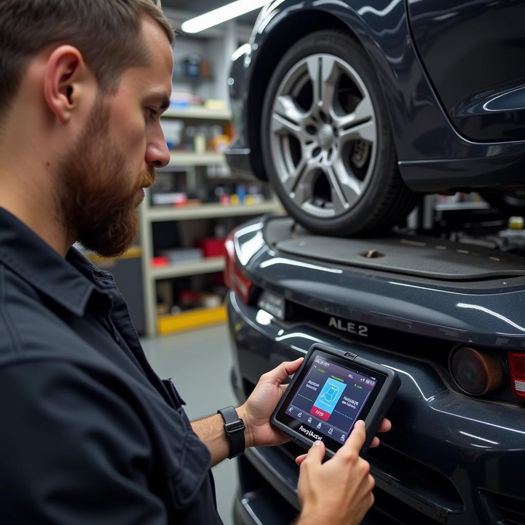 Autel DS808 in a Mechanic Shop