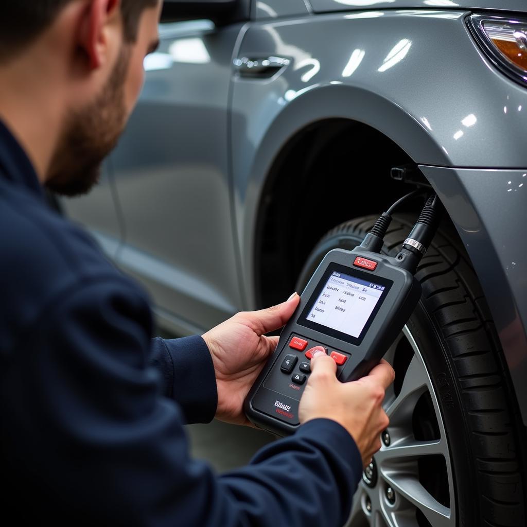 Autel Electronic Brake Tool in Use