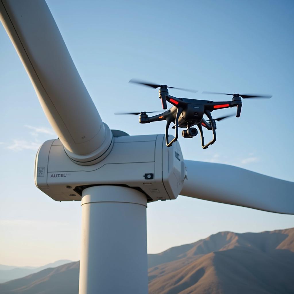 Autel FPV drone performing an inspection on a wind turbine