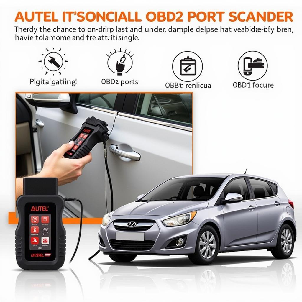 Autel HT200 Hyper Tough OBD2 CAN Bluetooth Scanner Connected to a Car's OBD2 Port