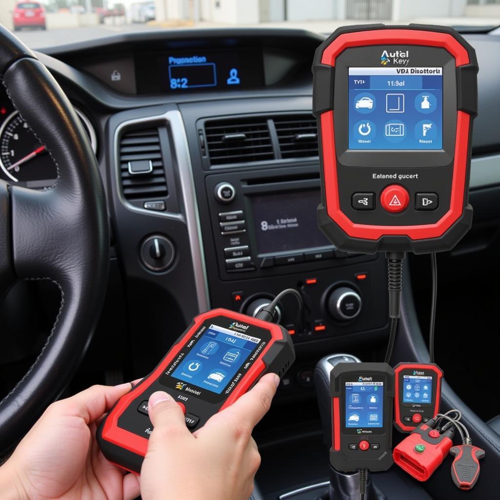 Autel iKey being used to program a car key