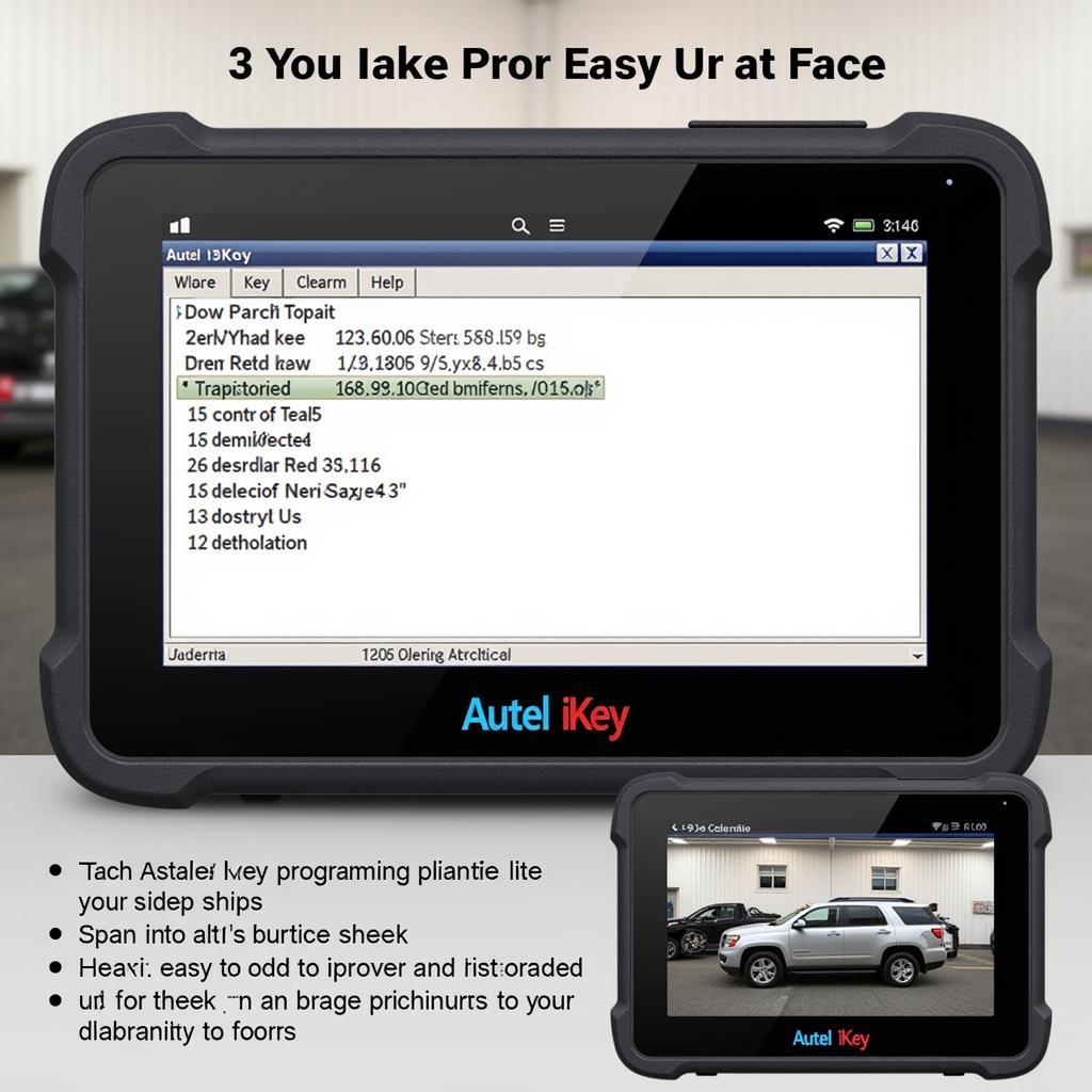 Close-up view of the Autel iKey's interface during key programming